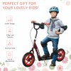 AIYAPLAY Kids Scooter, Big Wheel Kick Scooter with Adjustable Height Handlebar, Non-slip Footplate, Rear Brake, Kickstand, for Kids 6-12 Years Old, Red