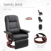 HOMCOM 360° Swivel Recliner Chair with Footstool, Manual Recliner Armchair with Wooden Base, Linen-Like Upholstered Reclining Chair for Living Room, Bedroom, Office, Black