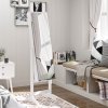 HOMCOM Jewelry Cabinet Standing Mirror Full Length Makeup Lockable Armoire Storage Organizer White