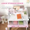 AIYAPLAY Kids Desk and Chair Set, Children Study Table and Chair with Storage, Pull-Out Drawer, Bow Pattern, for Bedroom, Playroom, Nursery, for Ages 3-6 Years, Pink