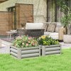 Outsunny Set of 2 Raised Garden Bed, Outdoor Planter Box with Galvanised Steel Frame for Growing Vegetables, Flowers and Herbs, 60 x 60 x 30.5 cm, Light Grey