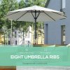 Outsunny Garden 3(m) Parasol Umbrella, Outdoor Market Table Umbrella Sun Shade Canopy with 8 Ribs, Easy Push to Open, Cream