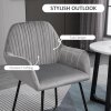 HOMCOM Modern Accent Chair, Velvet-Feel Fabric Upholstered Armchair with Metal Base for Living Room, Grey