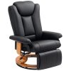 HOMCOM Manual Recliner Chair with Footrest, Upholstered Reclining Armchair with Adjustable Backrest and Steel Frame, PU Leather Swivel Chair for Living Room, Bedroom, Black