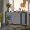 HOMCOM Sideboard for Living Room, Modern Storage Cabinet with 3 Drawers and Adjustable Shelves, Freestanding Cupboard for Dining Room, Kitchen, Grey