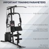 HOMCOM Multi Gym with Weights, Multifunction Home Gym Machine with 45kg Weight Stack, for Lat Pulldown, Leg Extensions, Preacher Bicep Curls, Triceps Pulldowns, Chest Press, Strength Training