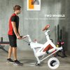 SPORTNOW Indoor Exercise Biker, Quiet Stationary Bike, Stylish Cycling Machine with Adjustable Seat and Resistance, LCD Monitor, Tablet Holder, for Home Gym Cardio Workout, White