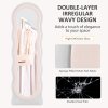 HOMCOM Irregular Wavy Mirror Full Length, 160 x 50cm Free Standing, Leaning or Wall Mirror with Velvet Wrapped Frame and Arched Top for Living Room, Bedroom, White and Pink