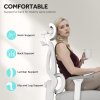 HOMCOM Ergonomic Office Chair, Mesh Desk Chair with 3D Armrests, Rotatable Headrest, Adjustable Lumbar Support, Coat Hanger, Footrest for Home Office, Grey