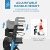 HOMCOM Folding Rollator Walker with Seat, Backrest, Lightweight Walking Frame with Storage Bag, Dual Brakes, Adjustable Handle Height, Suspension System, 4 Wheeled Walker for Seniors