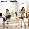 HOMCOM Drafting Chair, Swivel Draughtsman Chair, Ergonomic Office Chair, Mesh Standing Desk Chair with Flip-up Armrest, Lumbar Support, Adjustable Foot Ring, Black and White