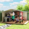 Outsunny 13 x 11ft Metal Garden Shed, Outdoor Storage Tool House with Ventilation Slots, Foundation Kit and Lockable Double Doors