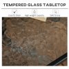 Outsunny 76 cm Square Dining Table with Parasol Hole, Outdoor Coffee End Side Table with Tempered Glass Top, Steel Frame for Garden, Patio, Black