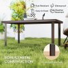 Outsunny Metal Garden Coffee Table, Rectangular Outdoor Side Table with Woodgrain Tabletop, Foot Pads for Outside, Garden, Balcony, Porch, 95 x 55 x 46cm, Brown