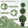 HOMCOM Set of 2 Decorative Artificial Trees, Topiary Ball-shaped Boxwood Trees in Pot, Fake Plants for Home Indoor outdoor Decor, 100cm, Green