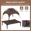 PawHut Raised Dog Bed Waterproof Elevated Pet Cot with Breathable Mesh UV Protection Canopy Brown, for Small Dogs, 61 x 46 x 62cm