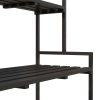 Outsunny Tall Plant Stand with Hanging Hooks, 3 Tiered Plant Rack Ladder Shelf for Indoor Outdoor Porch Balcony Living Room Bedroom, Black