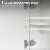 HOMCOM Bathroom Mirror Cabinet Wall Mounted with Soft-Close Doors and Adjustable Shelf, Industrial Bathroom Wall Cabinet with Open Storage, 60 x 16 x 60 cm