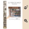 HOMCOM 204 CD Storage Unit, Storage Tower with 12 Cubes, 175cm Tall Bookcase for Living Room, Home Office, Study Room