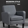 HOMCOM Modern Wingback Living Room Chair, Upholstered PU Leather Accent Armchair,  Single Sofa Chair with Lounge Seat and Wood Legs for Bedroom/Office/Reading Spaces