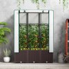 Outsunny Raised Garden Bed with Trellis, Plastic Planter Box with PE Cover, Drainage Holes, Drain Plugs and Water Reservoirs for Climbing Plants, Vegetables, Flowers, 120 x 40 x 140 cm