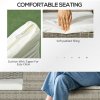 Outsunny 2 Seat Rattan Garden Bench, Patio Wicker Chair with Glass Tea Table, Outdoor Love Seat with Padded Cushions, for Garden, Porch, Mixed Grey/Cream White