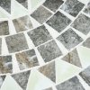 Outsunny 60 cm Mosaic Garden Table, Small Round Outdoor Side Table with Ceramic Top, Plant Stand for Patio, Balcony, Grey and Green
