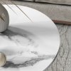 HOMCOM Round Coffee Table Set of 2, Marble-Effect Side Tables with Storage Open Shelf and Steel Frame for Living Room, Bedroom, Gold Tone