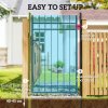 Outsunny Galvanised Steel Garden Gate, Outdoor Fence Gate Security Barrier with Lock, Keys and Handle, Outdoor Entrance Way Door with Classic Finials, 105 x 204 cm, Black