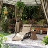 Outsunny Folding Sun Lounger with Side Table, 5-Level Adjustable Reclining Sun Lounger Chair, Portable Garden Recliner Sunbed with Side Pocket, Head Pillow for Patio, Beach, Beige