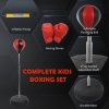 HOMCOM Training Boxing Punch Ball Set 125-145H x 43cm with Gloves Air Pump, 4-Position Adjustable Height Freestanding Boxing Speed Ball for Teenagers Exercise Training