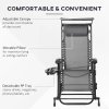 Outsunny Garden Rocking Chair Folding Recliner Outdoor Adjustable Sun Lounger Rocker Zero-Gravity Seat with Headrest Side Holder Patio Deck - Grey