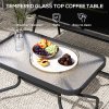 Outsunny Outdoor 4 Pieces Patio Furniture Set with Breathable Mesh Fabric Seat & Backrest, Garden Set with Two Foldable Armchairs, a Loveseat & Glass Top Table, Black