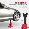 HOMCOM Axle Stands 2 Ton Car Jack Stands Pack of 2, 28-42.5 cm Height Adjustable Support Jack Stand, Heavy Duty Car Lift Tool for Vehicles, Caravans, Workshops, Garages, Red