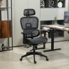 HOMCOM Ergonomic Office Chair, Mesh High Back Computer Desk Chair with 3 Level Adjustable Back, Adjustable Lumbar Support, Swivel Recliner with 3D Armrest, Headrest, Footrest, Black