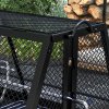 Outsunny 3-in-1 BBQ Rotisserie Grill Roaster Fire Pit with Storage Shelf, Mesh Lid and Poker, Charcoal Chicken Spit Roast Machine with Waterproof Cover for Outdoor Picnic Camping, Black