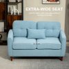 HOMCOM 2 Seater Sofa with Spring Cushion, Fabric Sofa with Wooden Legs, Modern Love Seat for Living Room, 140cm Width Tufted Couch for Bedroom