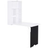 HOMCOM Folding Wall-Mounted Drop-Leaf Table, Convertible Wall Table With Chalkboard and Storage Shelf, Multifunctional Floating Desk for Home Office
