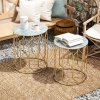 Outsunny Garden Side Table Set of 2, Nesting Tables with Ceramic Tile Top, Indoor Outdoor Small Garden Tables, Multifunctional End Tables with Metal Frame for Patio, Balcony, Porch, Multicoloured
