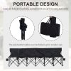 Outsunny 6 Seater Folding Bench, Outdoor Camping Chair Portable Sports Spectator Chair with Metal Frame, Cup Holder & Carry Bag, Black