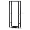 HOMCOM Metal Firewood Log Holder Tall Firewood Rack Indoor Outdoor Fireplace Wood Storage Shelf with Side Rails, Rust-Resistant, Black, 60W x 25D x 150H cm