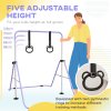 HOMCOM Kids Gymnastics Bar, Horizontal Bar for Kids, Adjustable Height Folding Gymnastics Equipment with Gymnastic Rings, Non-slip Rubber Floor Rings, for Home, Flat, Purple