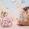 HOMCOM Children's Armchairs Kids Toddler Sofa Chair 2 in 1 Sofa Bed Folding Couch Soft Flannel Sponge Playroom Bedroom Living Room Pink