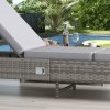 Outsunny Outdoor PE Rattan Sun Lounger, Multi-position Backrest Adjustable Single Recliner Sunbed Daybed with Removeable & Washable Cushion, for Patio, Garden, Light Grey