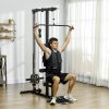 SPORTNOW Lat Pull Down Machine with Adjustable Seat, High and Low Pulley Cable Machine with Flip-Up Footplate, Multi-Function Home Gym Fitness Equipment - Black