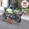 DURHAND 150KG Steel Motorcycle Lift Rubber Platform, Crank Lift Manual Repair Clean Hoist Table Assist Off-Road Dirt Bike Stand, 27.5/39.5H cm, Red
