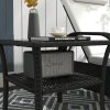 Outsunny 50cm Outdoor PE Rattan Coffee Table, Patio Wicker Two-tier Side Table with Glass Top, for Patio, Garden, Balcony, Black