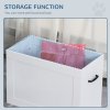 PawHut Raised Dog Bowls, Pet Feeding Storage Station with Two Stainless Steel Bowls, Base, for Large Dogs, White