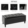 HOMCOM PU Leather Storage Ottoman Bench Storage Chest Tufted Ottoman Cube w/ Flipping Top 92L x 40W x 40H cm