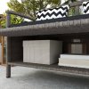 Outsunny 2 Seater Garden Storage Bench with 160L Capacity, PE Rattan Garden Bench with Storage, Wicker Outdoor Bench Loveseat with Cushion, Pillows and Steel Frame for Patio, Grey